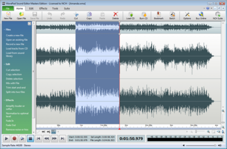Wavepad audio recording software